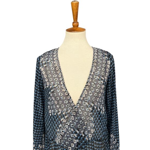 Free People Women Into The Mystic Sheer Boho Peasant Top Tunic Blue Size Medium - Picture 2 of 7